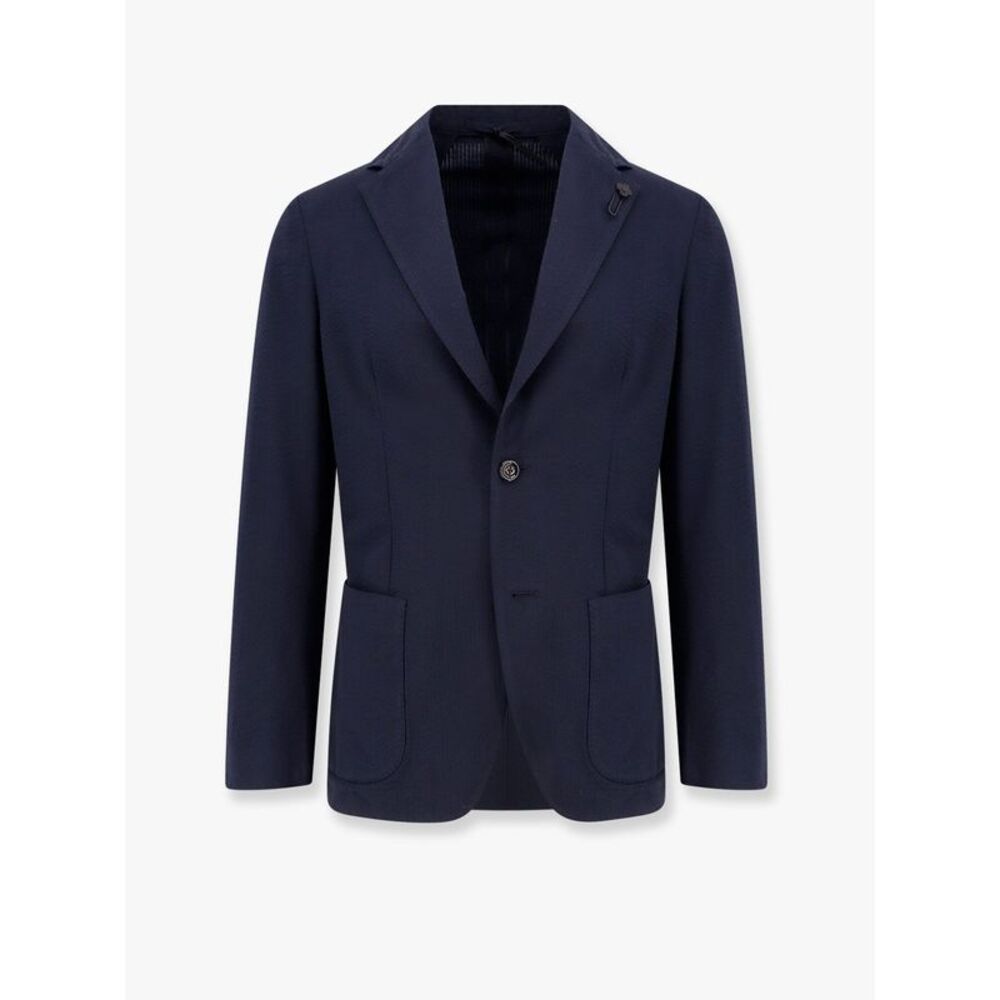 Lardini Men Cotton Blazer With Iconic Brooch